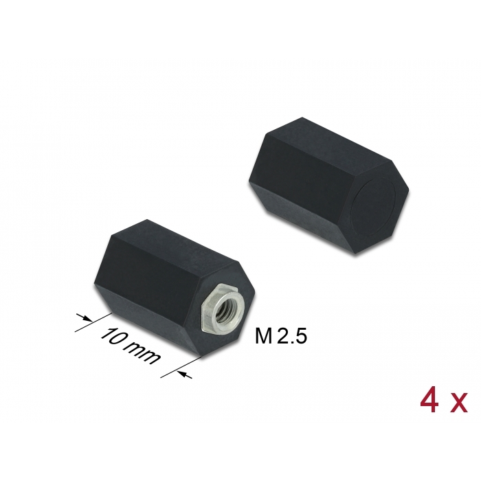 Delock Távtartó M2.5, hatszögletes, belső menetes, 10 mm fekete 4 db. (60243) (60243)