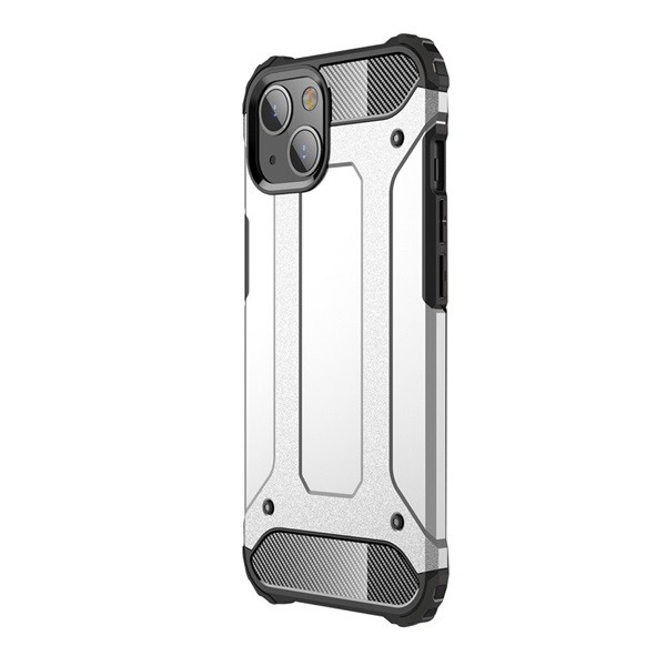 Defender műanyag telefonvédő (közepesen ütésálló, légpárnás sarok, szilikon belső, fémhatás) EZÜST [Apple iPhone 13 mini] (5996591097244)