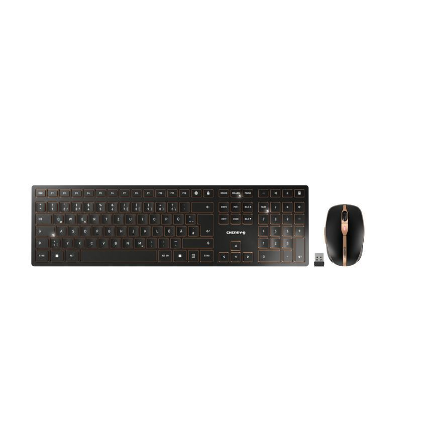 CHERRY DW 9100 SLIM billentyűzet Egér mellékelve RF vezeték nélküli + Bluetooth QWERTZ Német Fekete (JD-9100DE-2)