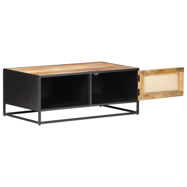 Конзолна маса vidaXL, 90x50x35 cм, Грубо мангово дърво и тръстика, 14.1 Kg