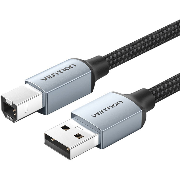 Vention Cotton Braided USB 2.0 A Male to B Male Printer Cable 8M Gray Aluminum Alloy Type