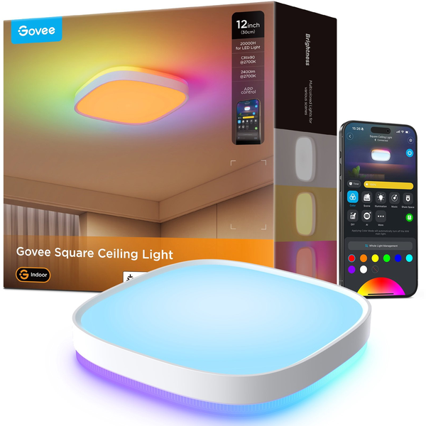 Govee 30cm RGBWW + RGBIC Smart Intelligent loftslys Wi-Fi/Bluetooth 28 W