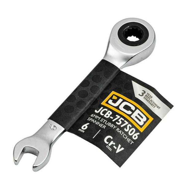 OČKOPLOCHÝ KĽÚČ 6 MM S RAČŇOU KRÁTKA OCEĽ CR-V JCB