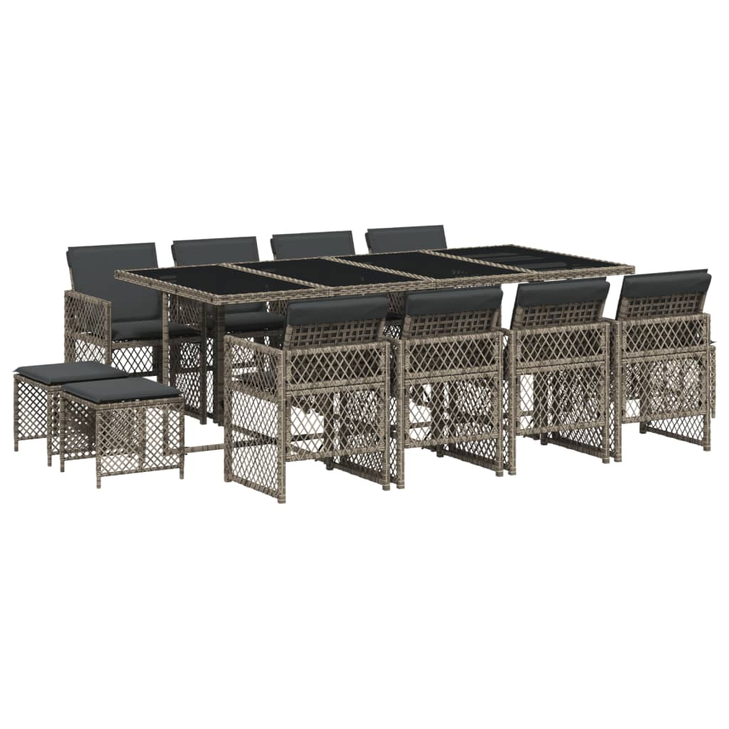 13 részes szürke polyrattan kerti ülőgarnitúra párnákkal (3210800)