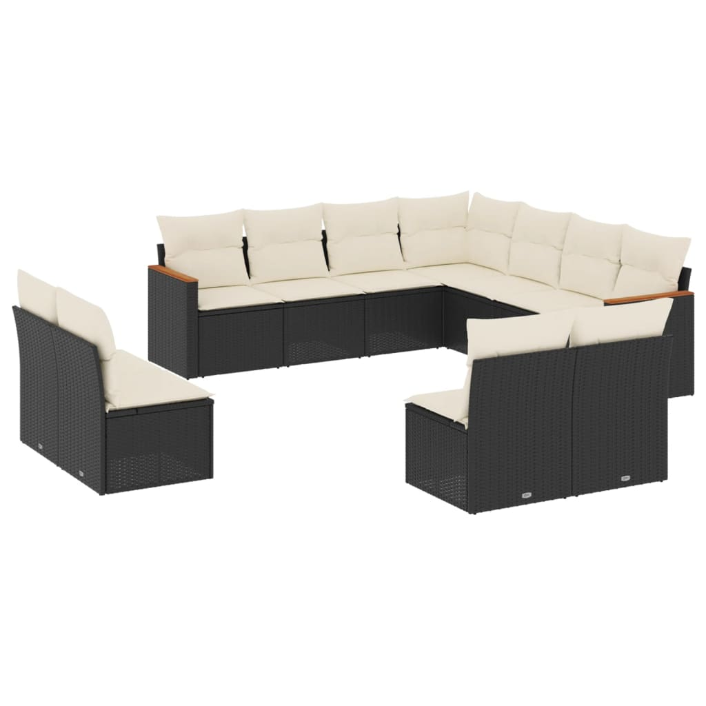 11 részes fekete polyrattan kerti ülőgarnitúra párnákkal (3226084)