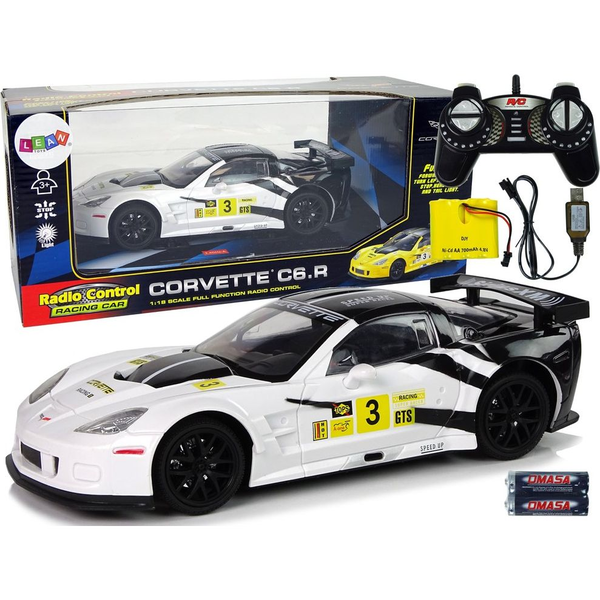 Verseny Sport Autó R/C 1_18 Corvette C6.R Fehér 2.4 G Fények