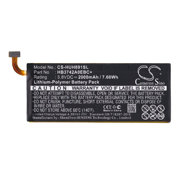 Cameron Sino Li-Polymer akku (3.8V/2A, 2000mAh, Huawei HB3742A0EBC+ kompatibilis) FEKETE (CS-HUH891SL)