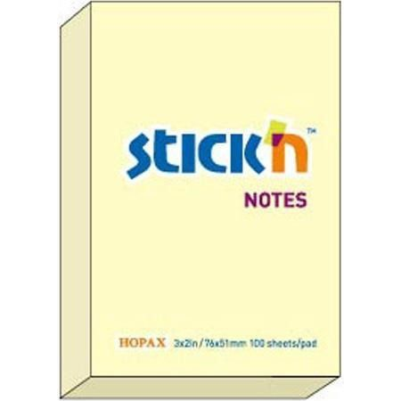 Stick`N 76x51 mm 100 lap pasztell sárga öntapadó jegyzettömb (21006)
