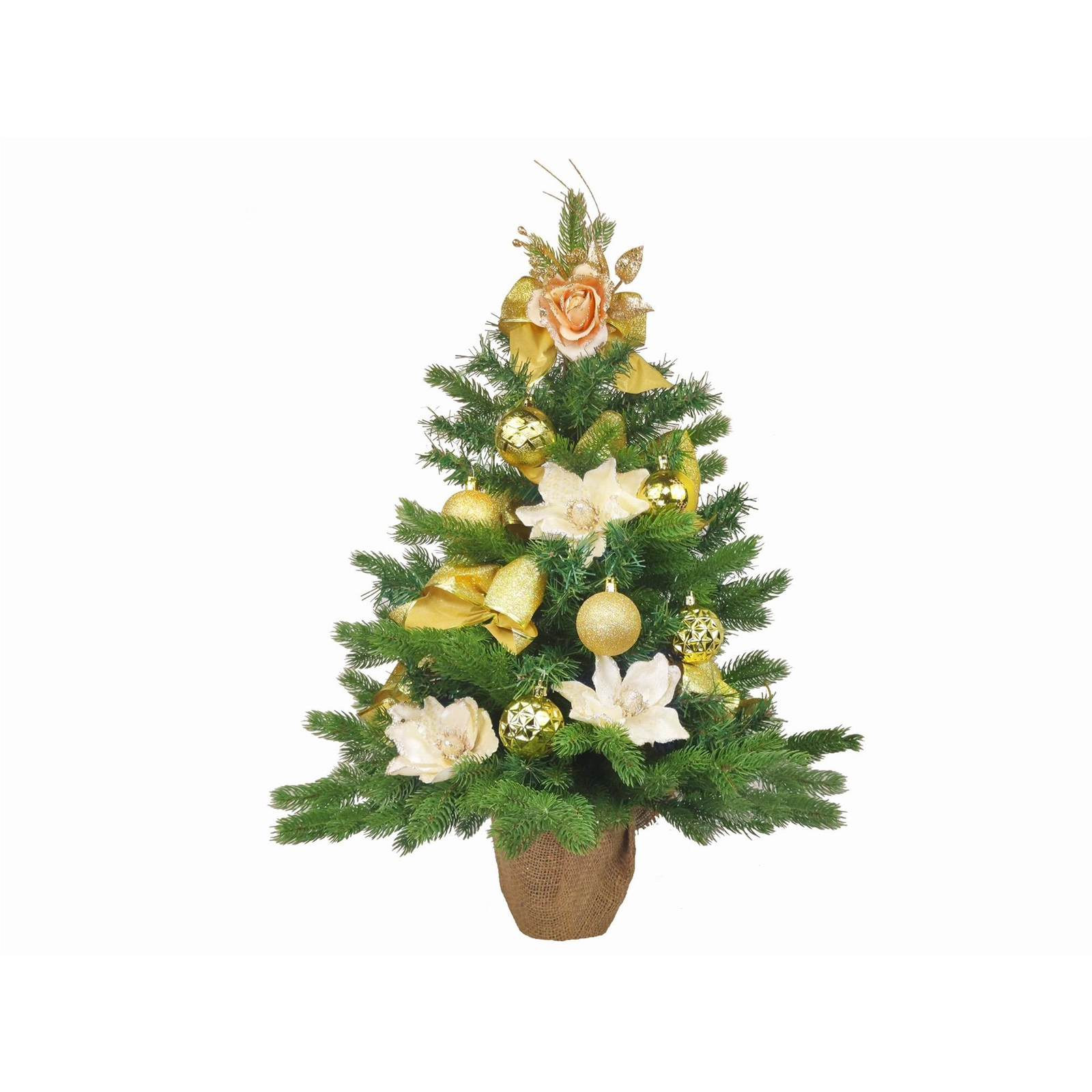LAALU karácsonyfa LED fényekkel díszítve - Lágy rózsa, 19 dísz, 60 cm (LAU-2235-OZM-60B)