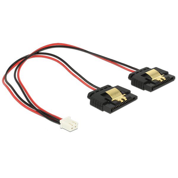 2Pin Buchse > 2x SATA 15Pin Buchse (schwarz/rot, 20cm)