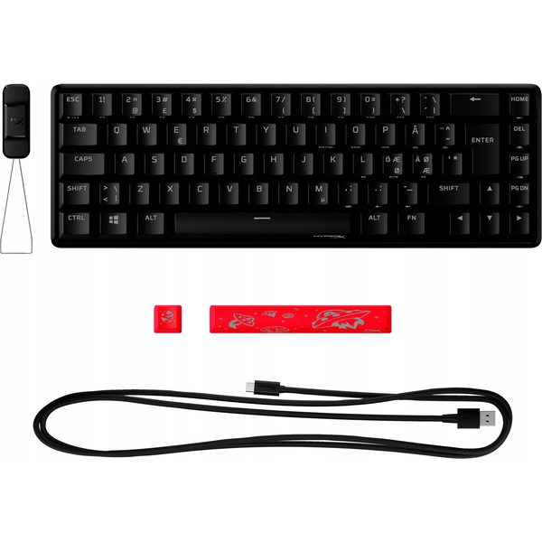 HyperX Alloy Origins 65 - Mechanical Gaming Keyboard - HX Red (NO Layout) (HKBO1T-RD-NO/E) toetsenbord Gamen USB Scandinavisch Zwart