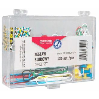  Office Products Zestaw biurowy (pinezki i spinacze) OFFICE PRODUCTS, mix 135szt. - 5901503670248