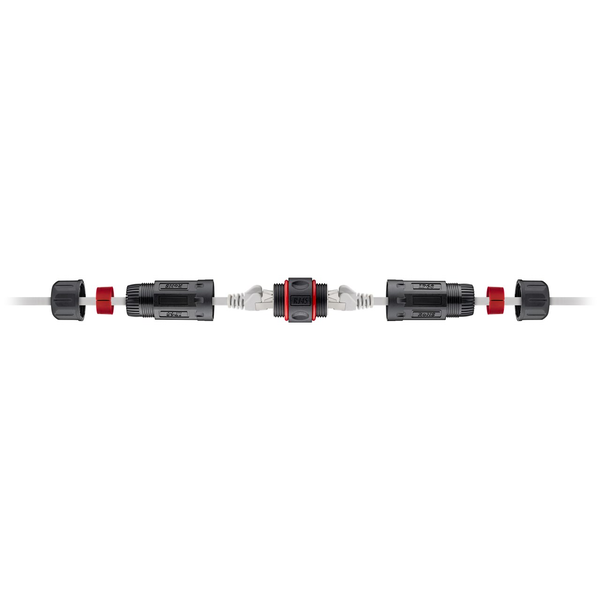 Outdoor (IP68) RJ45 Cat.6 Modularkupplung/Verbinder STP (schwarz, staub- und wasserdicht)
