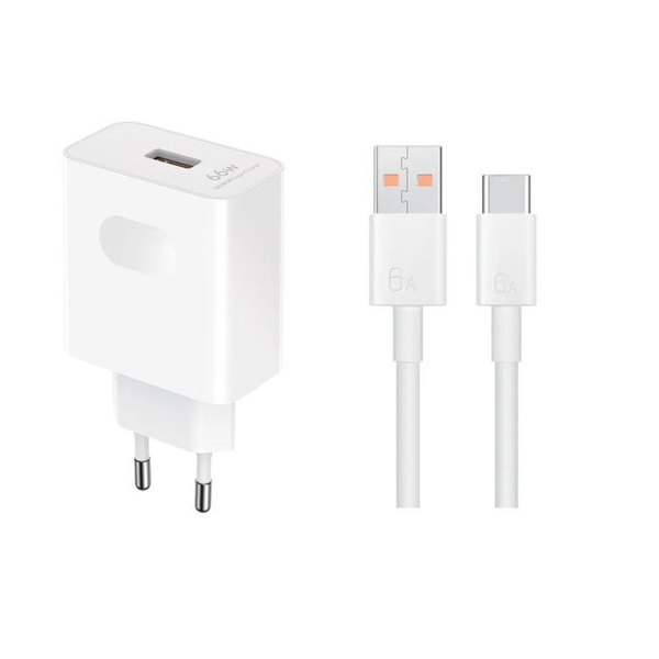 Honor hálózati töltő USB-A aljzat (5V/2A, 66W, gyorstöltő + USB-C kábel) fehér (HN-110600E00)