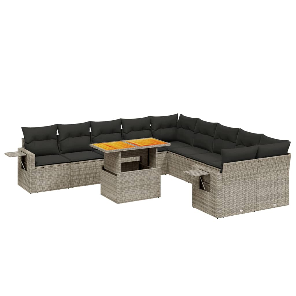 11 részes szürke polyrattan kerti ülőgarnitúra párnákkal (3271949)
