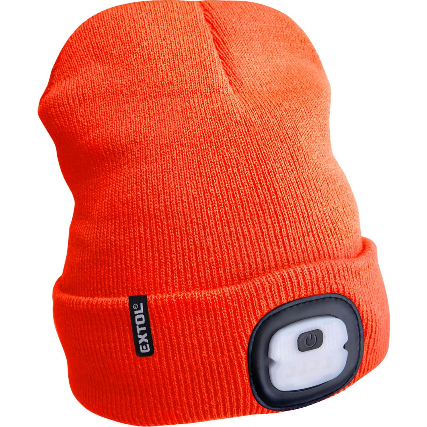 EXTOL LIGHT Sapka fejlámpával, 4 × 25 lm, fluoreszkáló narancs, UNI (43455)