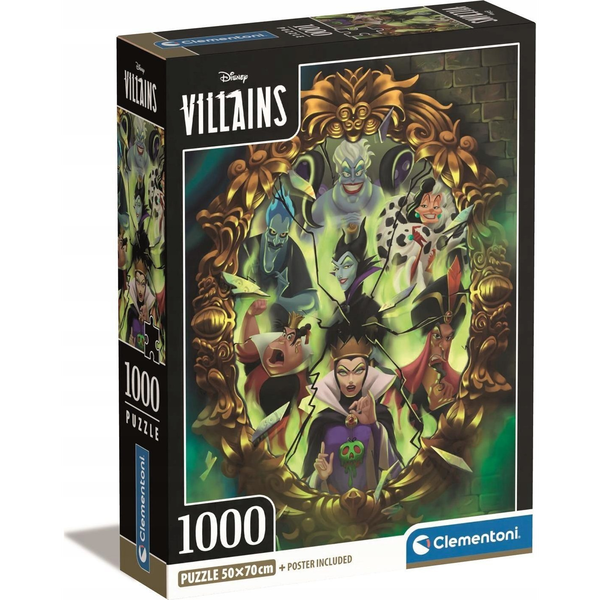 Clementoni Disney Villains Puslespil 1000 stk Tegnefilm