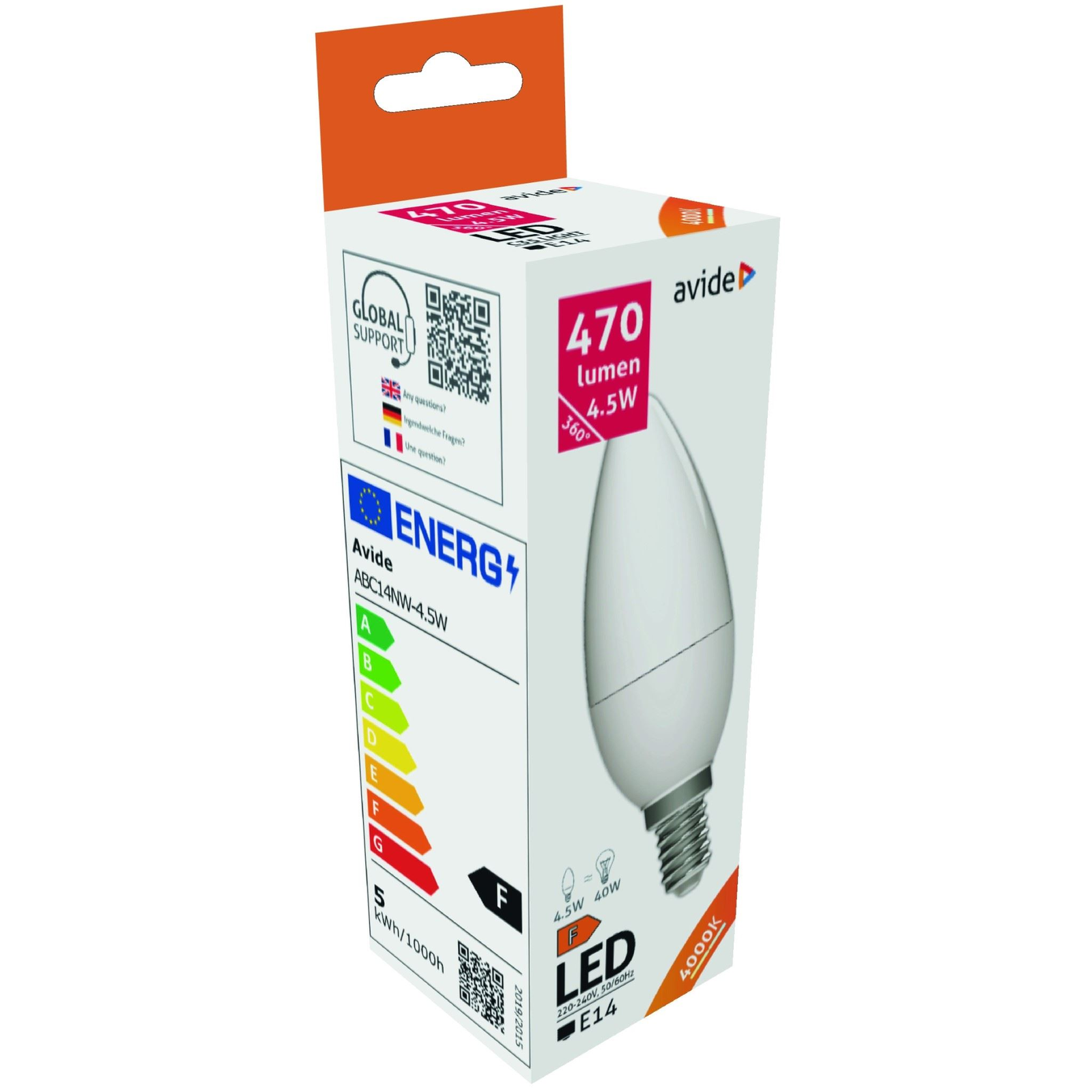 Avide LED Candle 4.5W E14 NW (ABC14NW-4.5W) (ABC14NW-4.5W)