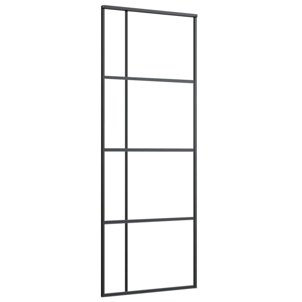 fekete matt ESG üveg és alumínium tolóajtó 76x205 cm (151679)