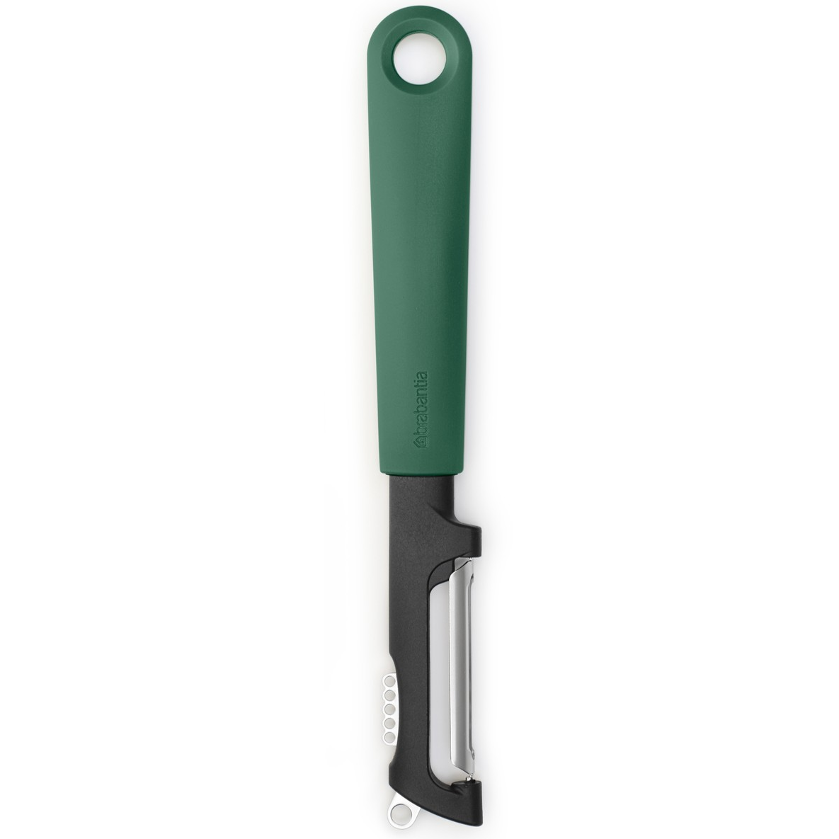 BRABANTIA Tasty+ Slice & Dice forgatható zöldségpucoló. citrushéj-kaparóval és szemkiszedővel a foltok kiszűrésére. bal- és jobbkezes használat. akasztóval. r.m. acél. műanyag. platinazöld - 230844 (230844)