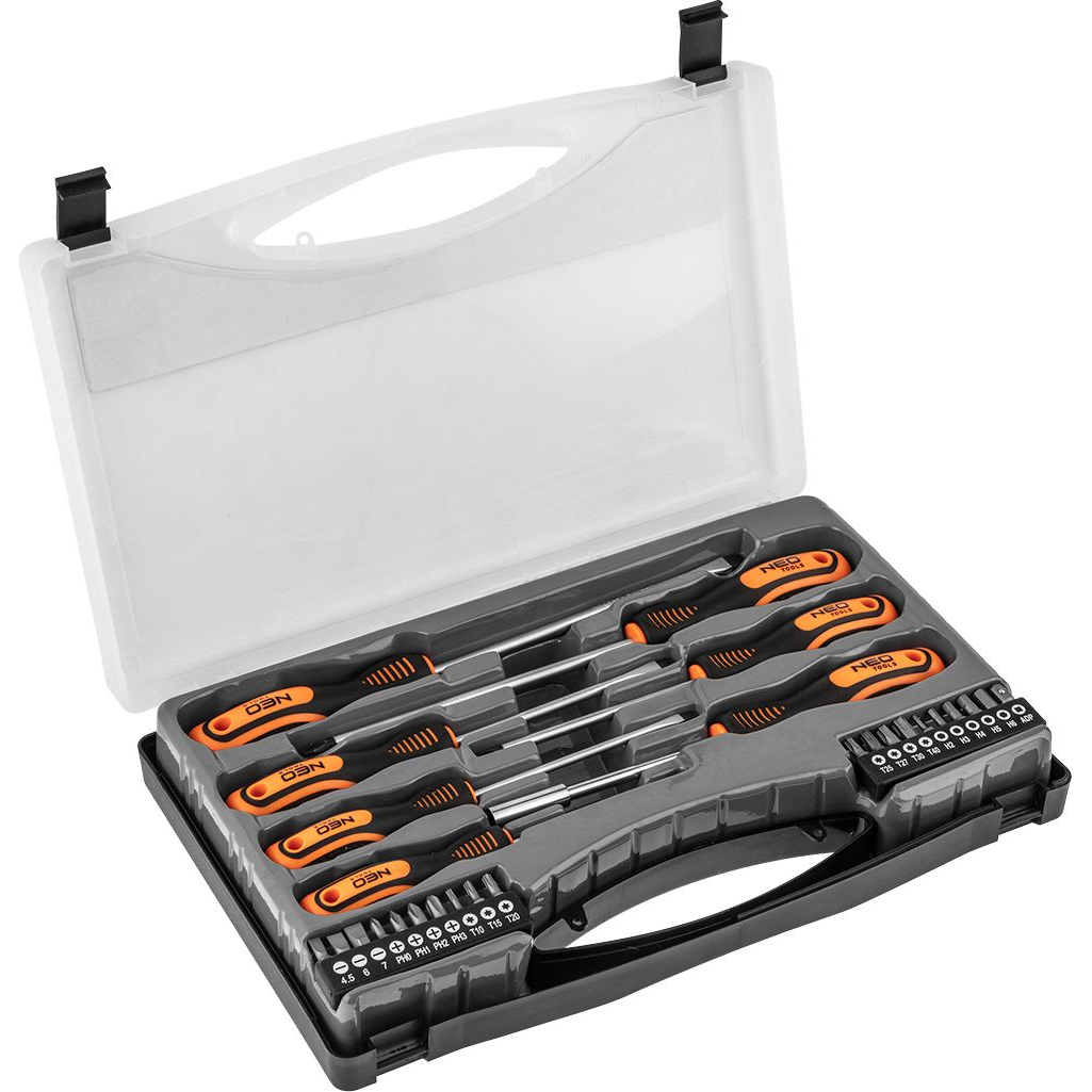 NEO 04-197 Csavarhúzó Készlet, Fali Tartóval, 27db (04-197)
