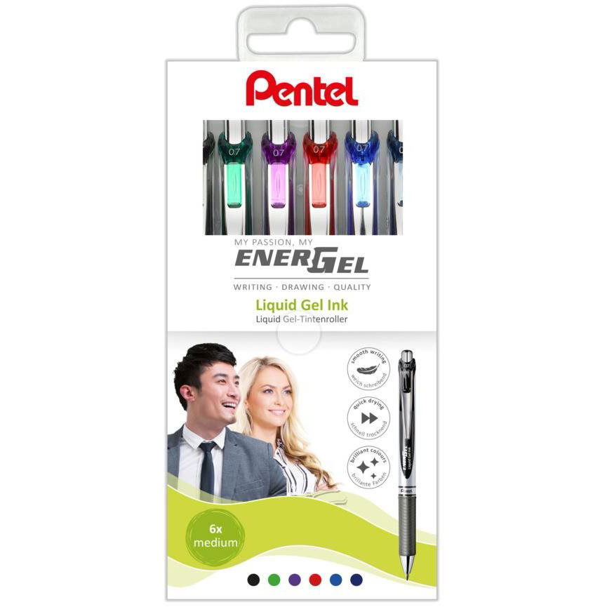 PENTEL Energel BL77-6 Szett, 6 szín, 0,7 mm (BL77-6 , SADA ENERGEL 0,7MM )