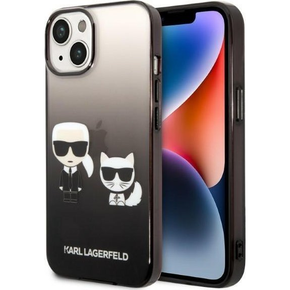 Karl Lagerfeld Gradient Ikonik Karl & Choupette Apple iPhone 14 Plus hátlap tok, fekete (KLD1169)
