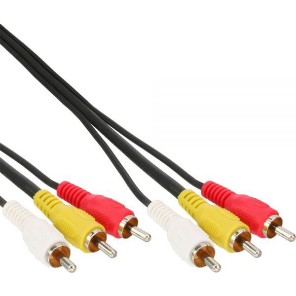 InLine 89996 композитен видео кабел 2 м 3 x RCA Черен
