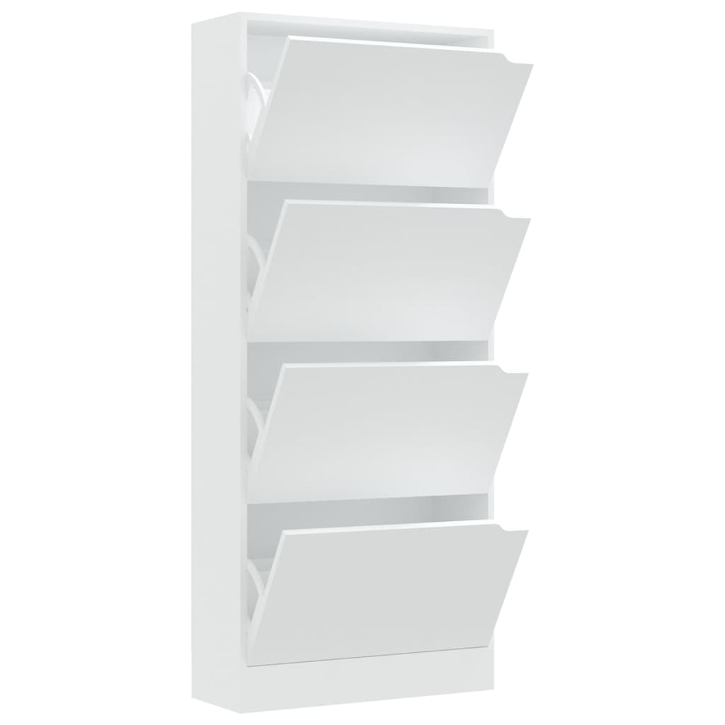 fehér forgácslap négyajtós cipősszekrény 59 x 24 x 136 cm (338131)