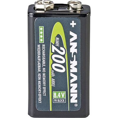9V akku NiMH 8,4 V 200 mAh, Ansmann maxE 6LR61, HR6F22, HR9V, HR22, 6LR21, 6AM6, 6LP3146, MN1604, E Block (5035342)