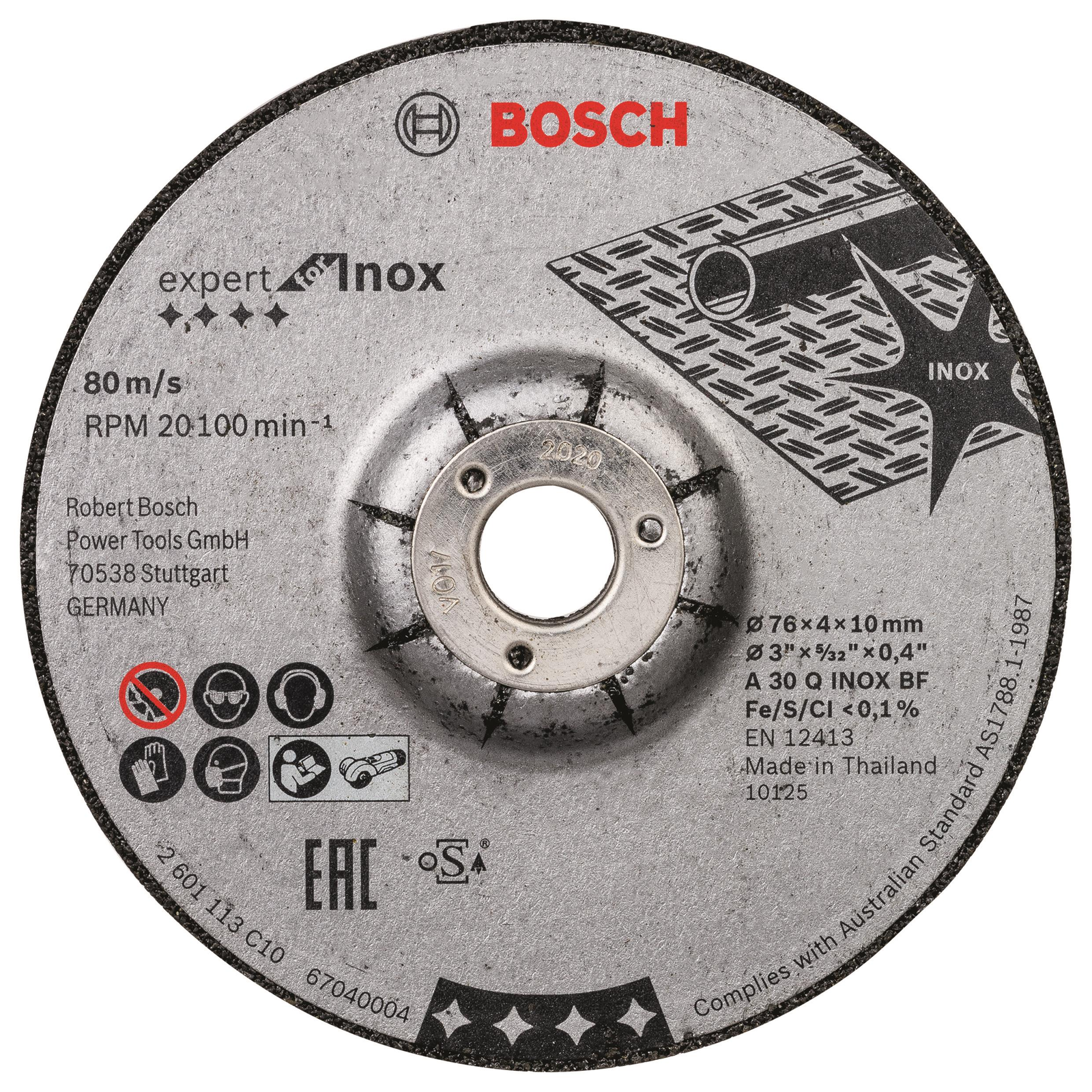 BOSCH 2608601705, Expert INOX, 76 × 4 × 10 mm-es csiszolókorongok, 2 db (2.608.601.705)