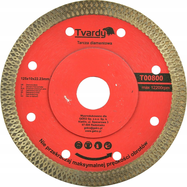 Tvardy Tarcza diamentowa 125x10x22.23mm uniwersalna do cięcia gresu (100)