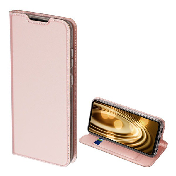 Калъф Dux Ducis SKIN PRO за Samsung Galaxy A72 5G (SM-A726F), Samsung Galaxy A72 4G (SM-A725F), Кожен Flip, Странично отваряне, Място за кредитна карта, Функция опора, Розовозлатист