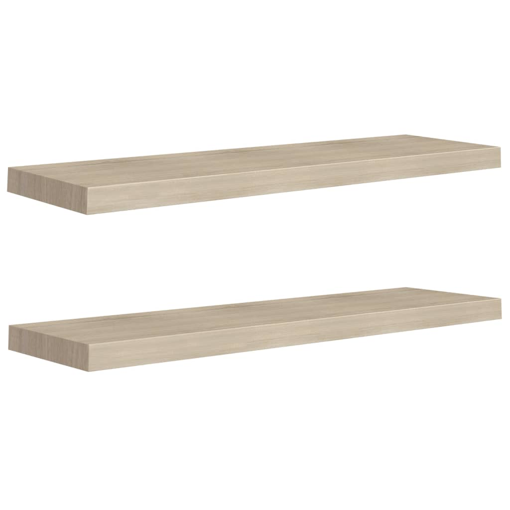 2 db tölgyszínű MDF lebegő fali polc 90 x 23,5 x 3,8 cm (323881)