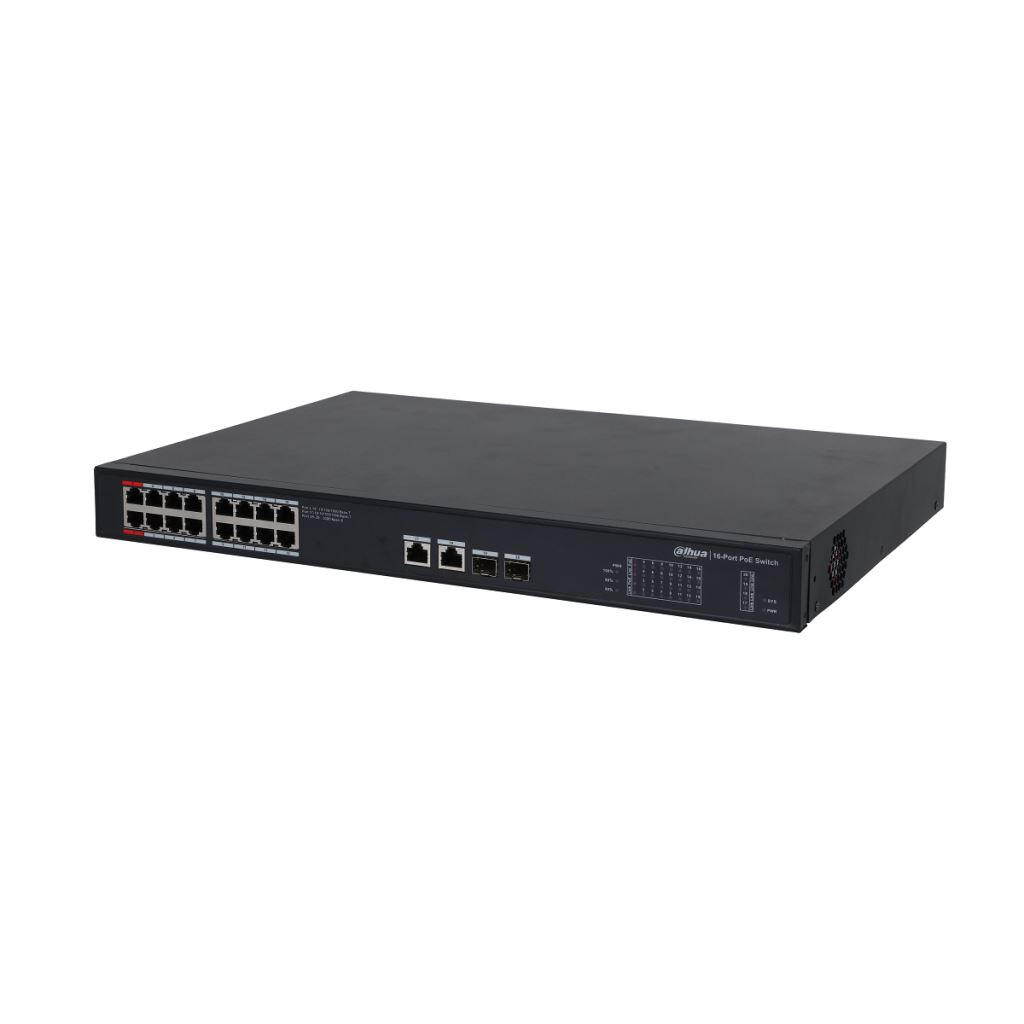 Dahua Technology PoE PFS3220-16GT-240 sieťový prepínač Nespravované L2 Gigabit Ethernet (10/100/1000) Podpora napájania cez Ethernet (PoE) Čierna (PFS3220-16GT-240)