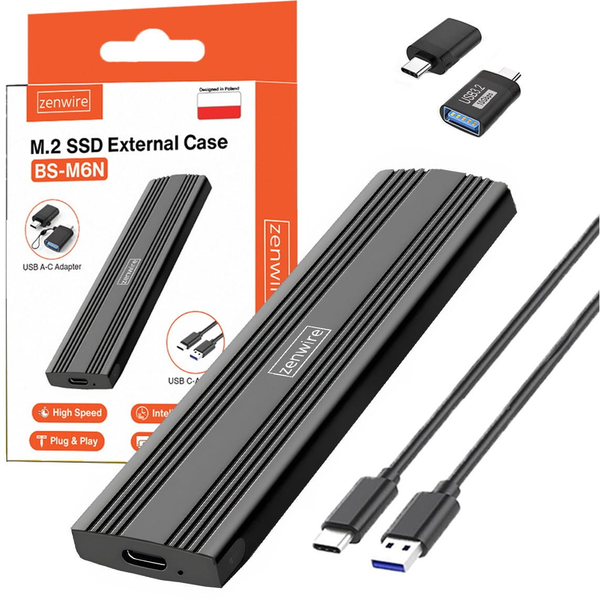 Obudowa SSD Adapter m.2 SATA NGFF USB-C Kieszeń dysk m2 2230 2242 2260 2280