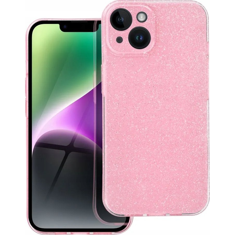 Clear 2mm Apple iPhone 16 Plus csillámos tok, rózsaszín