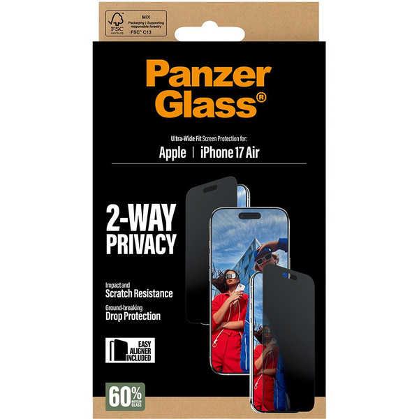 PanzerGlass Privacy Apple iPhone Air + telepítő keret