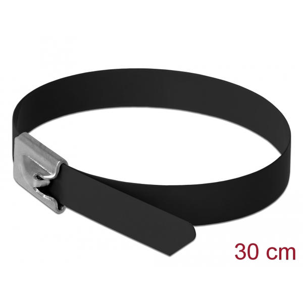 DELOCK Edelstahlkabelbinder L 300 x B 7,9 mm schwarz 10 Stk