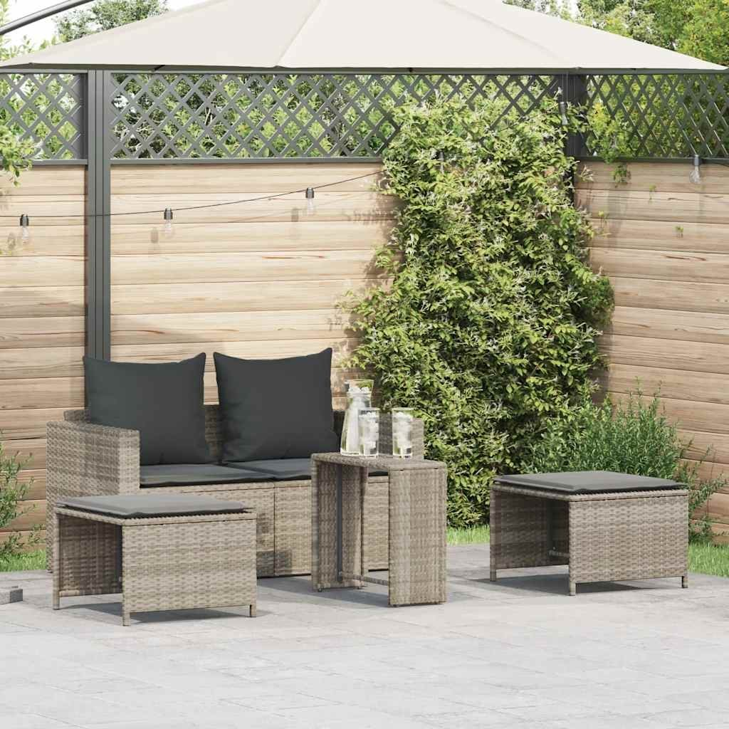 5 részes polyrattan kerti kanapé garnitúra párnákkal stackable (4104168)