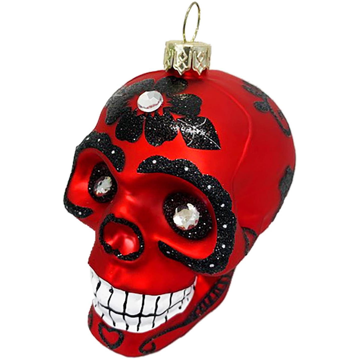 LAALU Dísz koponya dekorációval piros 9 cm (LAU-1416)
