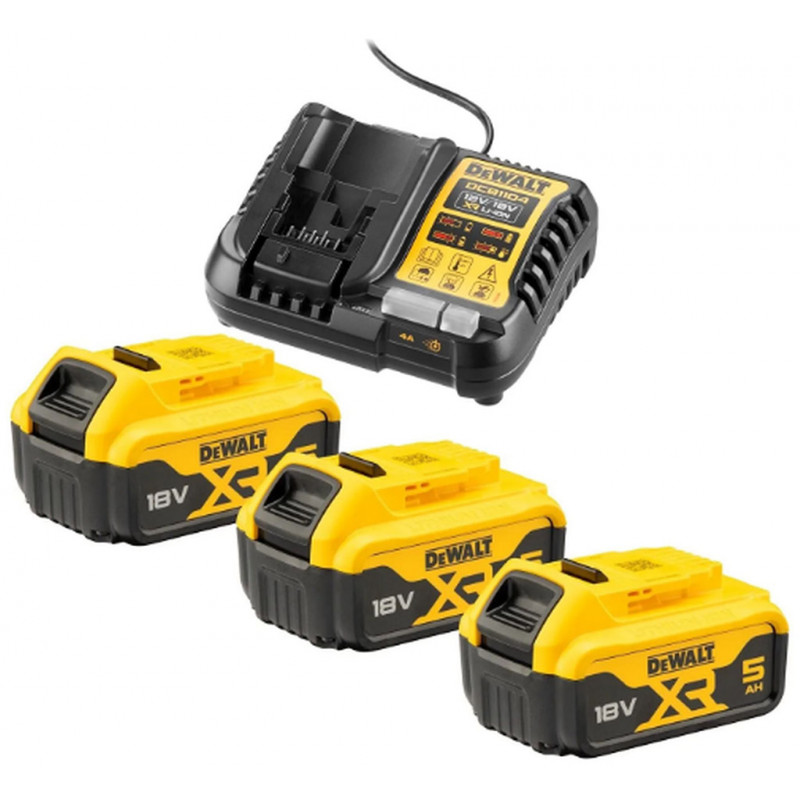 DeWalt DCB1104P3-QW 18V 3x Akkumulátor 5000mAh + 1x Töltő (DCB1104P3-QW)
