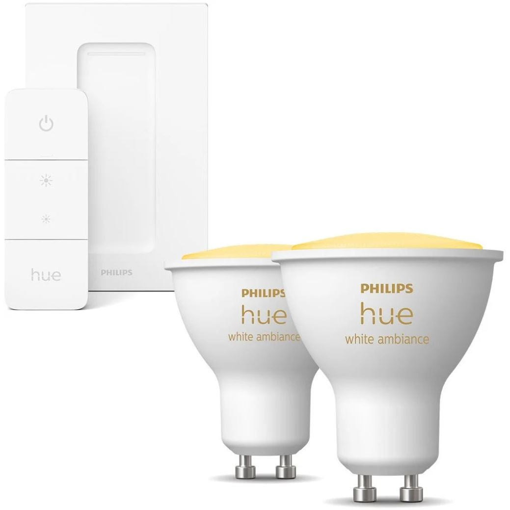 Philips Hue White Ambiance LED fényforrás GU10 4.3W 2db/cs + Philips Hue Dimmer Switch EU/UK v2 (PHL23026set) (PHL23026set)
