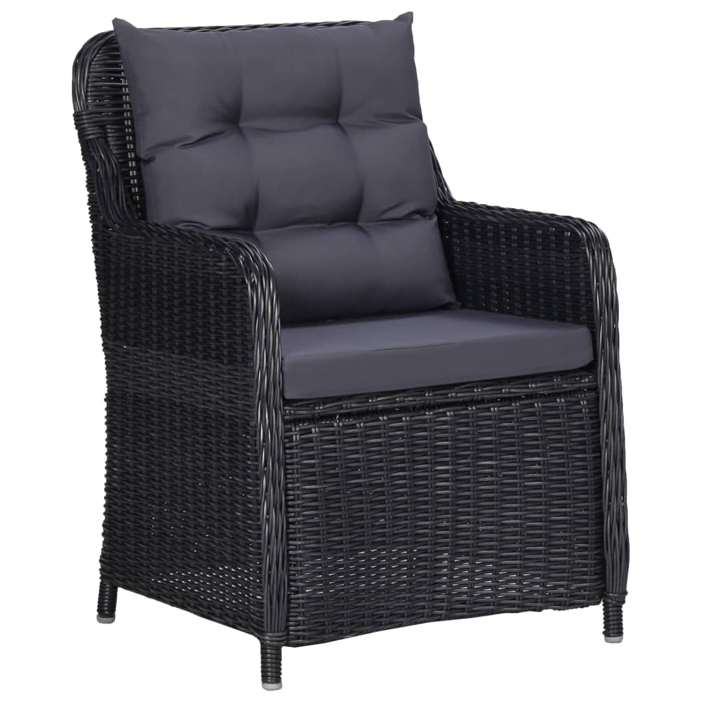 2 db fekete polyrattan kerti szék párnával (46548)