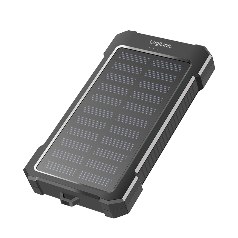 Logilink Napelemes Powerbank, 10.000 mAh, 2x USB-A, 1x USB-C, 12 W, zseblámpával (PA0335) (PA0335)