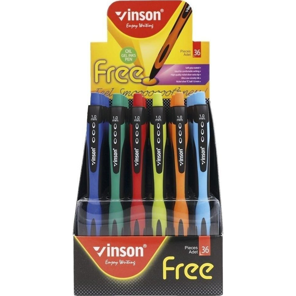 Vinson Fine 1008 Nyomógombos Golyóstoll - 1.0 mm, Vegyes, 36 db/Display (6948910020081)