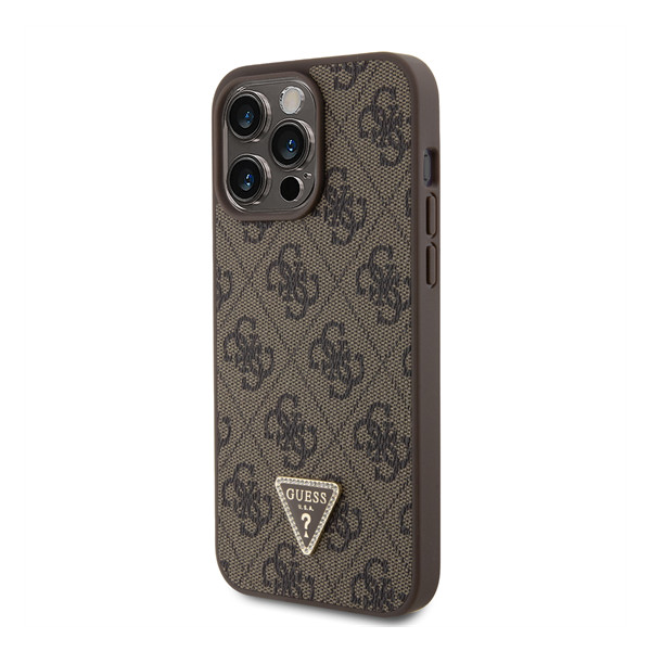 Guess 4G Strass Triangle Metal Logo tok, iPhone 15 Pro Max, Barna (3666339146412)