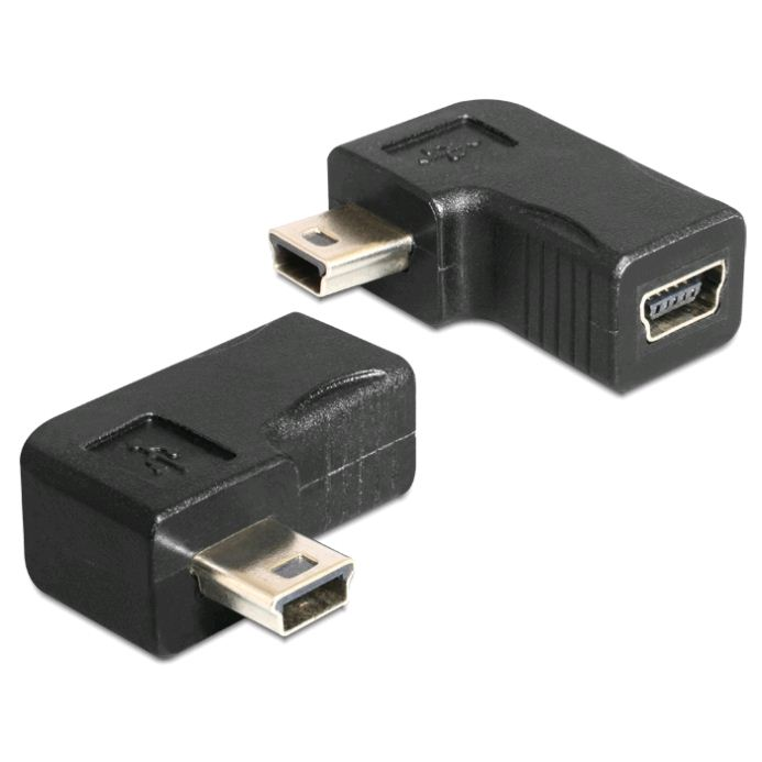 Delock USB-B mini 5 pin apa / anya adapter 90°-ban elforgatott (65448) (65448)