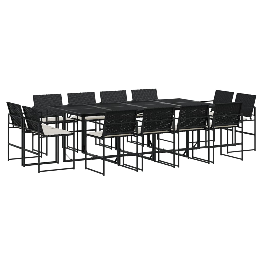 13 részes fekete polyrattan kerti ülőgarnitúra párnákkal (3295065)