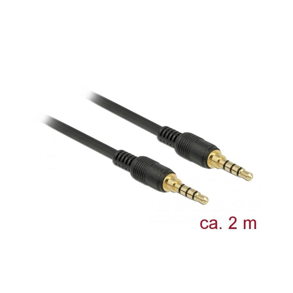 DELOCK Klinkenkabel 3.5mm 4Pin St > St 2.0m schwarz
